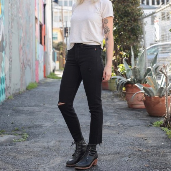 LEVIS WEDGIE ICON JEANS BLACK DESERT STRAIGHT LEG - Picture 7 of 11